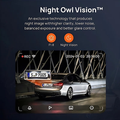 Dash Cam 2.7K HD with 2-Inch Screen, Supports 24-hour Monitoring